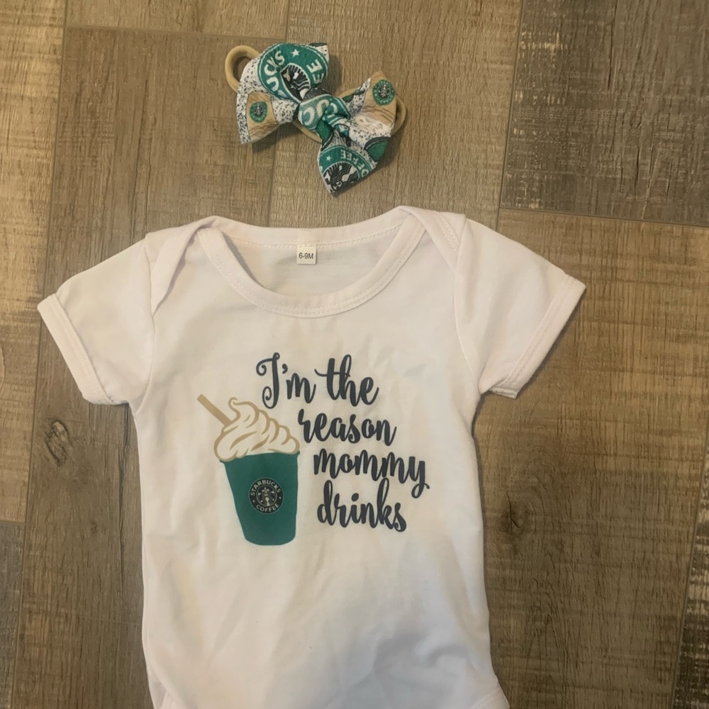 Starbucks onesie and headband